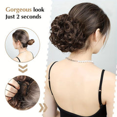 Curly Hair Extension Synthetic Wig Updo Bun Clip Cover Wig Extension
