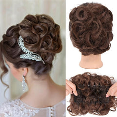 Curly Hair Extension Synthetic Wig Updo Bun Clip Cover Wig Extension