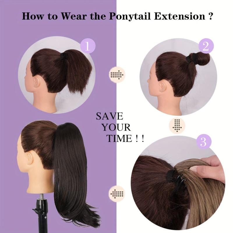 Straight Synthetic Ponytail Extension Claw Clip Hairpiece for Women