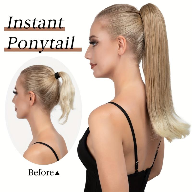 Straight Synthetic Ponytail Extension Claw Clip Hairpiece for Women