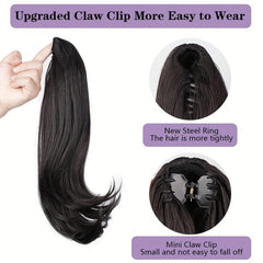 Straight Synthetic Ponytail Extension Claw Clip Hairpiece for Women