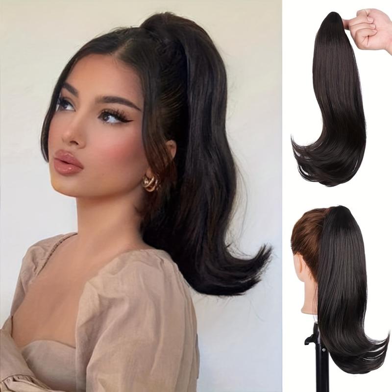 Straight Synthetic Ponytail Extension Claw Clip Hairpiece for Women