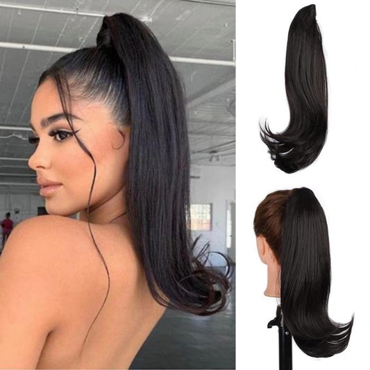 Straight Synthetic Ponytail Extension Claw Clip Hairpiece for Women