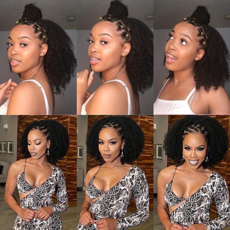 8pcs Kinky Curly Clip Ins 8A Brazilian Human Hair Full Head 3c 4a Natural 8pcs