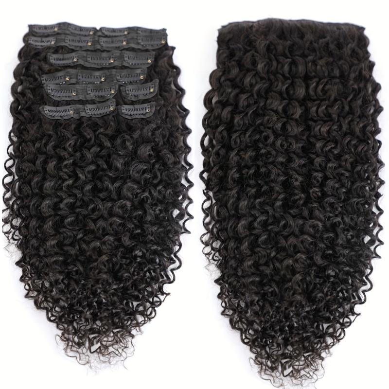 8pcs Kinky Curly Clip Ins 8A Brazilian Human Hair Full Head 3c 4a Natural 8pcs