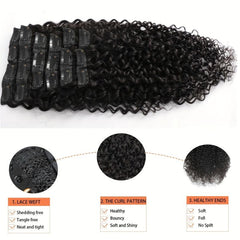 8pcs Kinky Curly Clip Ins 8A Brazilian Human Hair Full Head 3c 4a Natural 8pcs