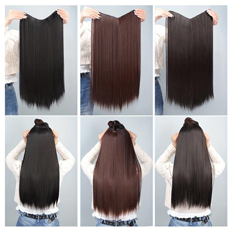60 96 Cm Seamless Hair Extensions V Part Straight Hair Pieces