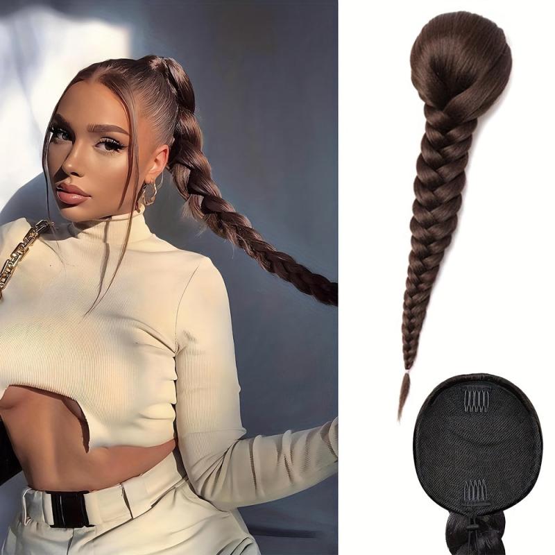 Long Braided Ponytail Extension 35-56 Cm Drawstring Ponytail For Women