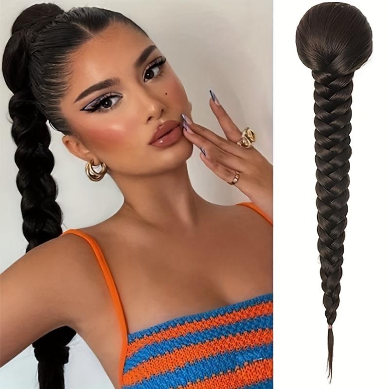 Long Braided Ponytail Extension 35-56 Cm Drawstring Ponytail For Women