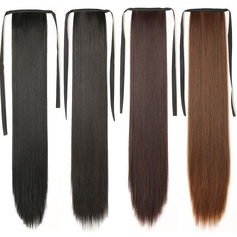 Long Straight Ponytail Extensions Synthetic Clip In Hairpieces