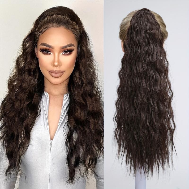 Long Wavy Ponytail Extensions Synthetic Clip In Hair Extensions