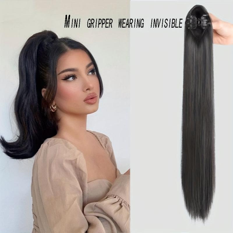Long Straight Ponytail Extensions Synthetic Clip In Hair Extensions