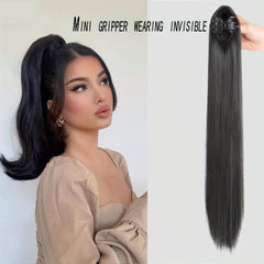 Long Straight Ponytail Extensions Synthetic Clip In Hair Extensions