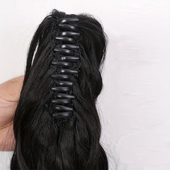 Brown Synthetic Long Straight Claw Clip On Ponytail Hair Extensions