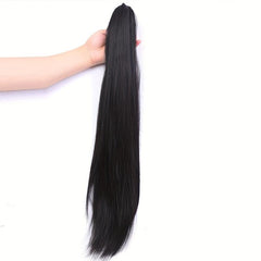 Brown Synthetic Long Straight Claw Clip On Ponytail Hair Extensions