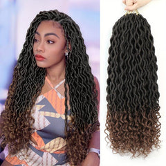 3 Packs Gradient Bicolor Goddess Locs Crochet Hair 24 Strands - Curly Ends