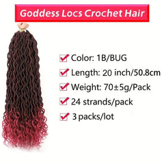 3 Packs Gradient Bicolor Goddess Locs Crochet Hair 24 Strands - Curly Ends