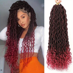 3 Packs Gradient Bicolor Goddess Locs Crochet Hair 24 Strands - Curly Ends