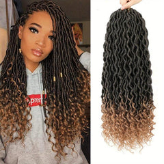 3 Packs Gradient Bicolor Goddess Locs Crochet Hair 24 Strands - Curly Ends