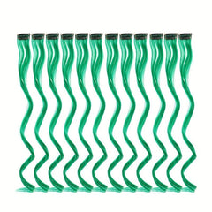 12 Pcs Clip On Hair Extensions Y2K Colored Streaks