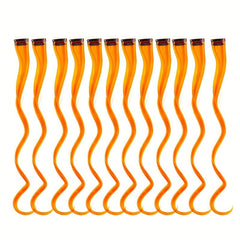 12 Pcs Clip On Hair Extensions Y2K Colored Streaks