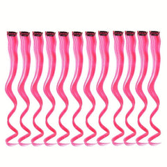 12 Pcs Clip On Hair Extensions Y2K Colored Streaks