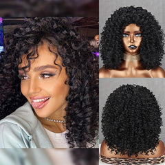 Kinky Curly Wig Synthetic Short Afro Brown Blonde Women