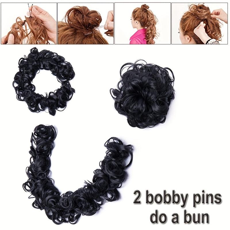 Messy Bun Hair Piece Scrunchie Curly Updo Ponytail Hairpiece