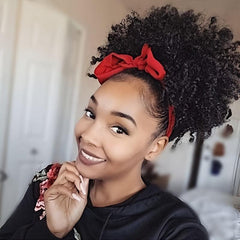 Multicolored Curly Hair Extension Drawstring Clip-In Hair Bun