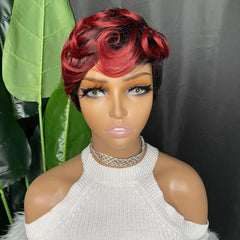 Burgundy Short Curly Wig 2 Tones Synthetic for Women Natural Hair