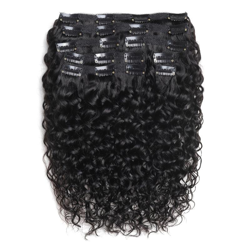 Brazilian Water Wave Clip In Hair Extensions 8Pcs Set 10-24 Inch 120G