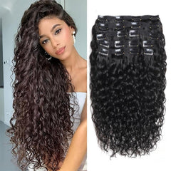 Brazilian Water Wave Clip In Hair Extensions 8Pcs Set 10-24 Inch 120G