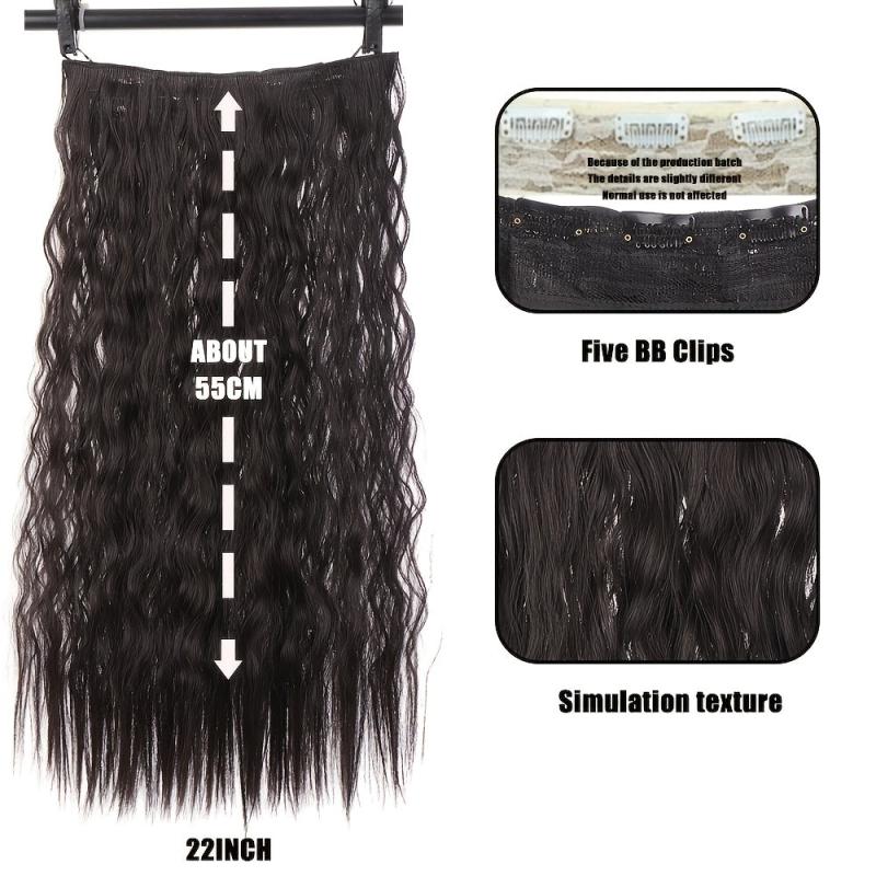 22 Inches Corn Wave Clip In Hair Extensions Synthetic Fiber For Women