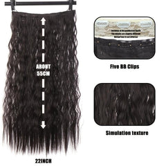 22 Inches Corn Wave Clip In Hair Extensions Synthetic Fiber For Women
