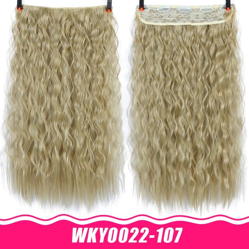 22 Inches Corn Wave Clip In Hair Extensions Synthetic Fiber For Women