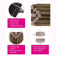 8Pcs Double Weft 18 Clips Clip In Human Hair Extensions 100 Real Hair 4P27