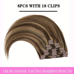 8Pcs Double Weft 18 Clips Clip In Human Hair Extensions 100 Real Hair 4P27