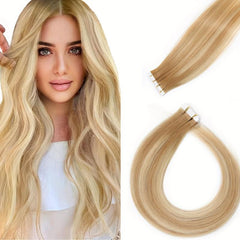 20pcs Light Golden Blonde Tape In Human Hair Extensions