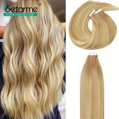 20pcs Light Golden Blonde Tape In Human Hair Extensions