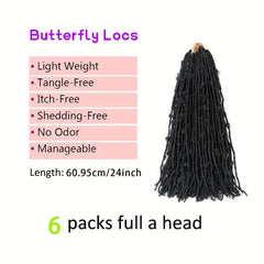 6pack 60 Butterfly Locs Crochet Hair Extensions Long Faux Locs Crochet Braids