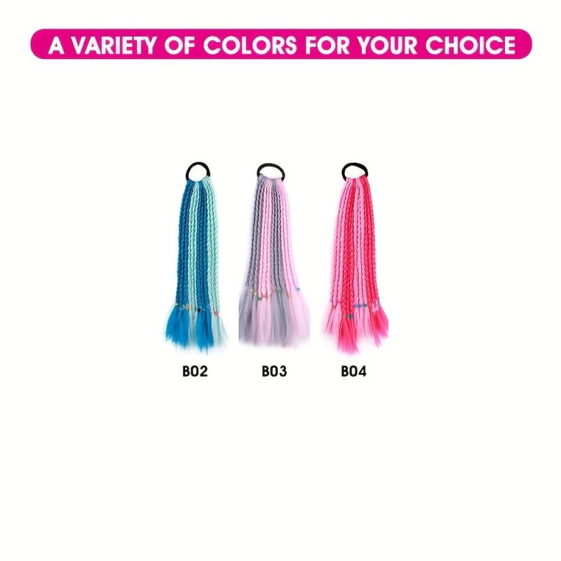 Colorful Three strand Braid Hair Pieces Synthetic Crochet Hair Extensions