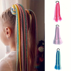 Colorful Three strand Braid Hair Pieces Synthetic Crochet Hair Extensions