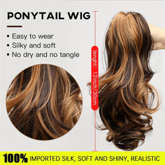 30 48 Cm Curly Ponytail Extension Claw Clip Hair Wig 1B Bleach Blonde