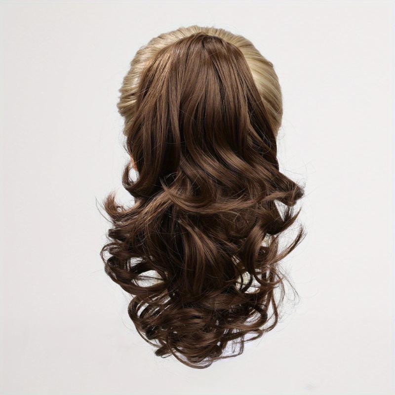 30 48 Cm Curly Ponytail Extension Claw Clip Hair Wig 1B Bleach Blonde