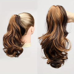 30 48 Cm Curly Ponytail Extension Claw Clip Hair Wig 1B Bleach Blonde