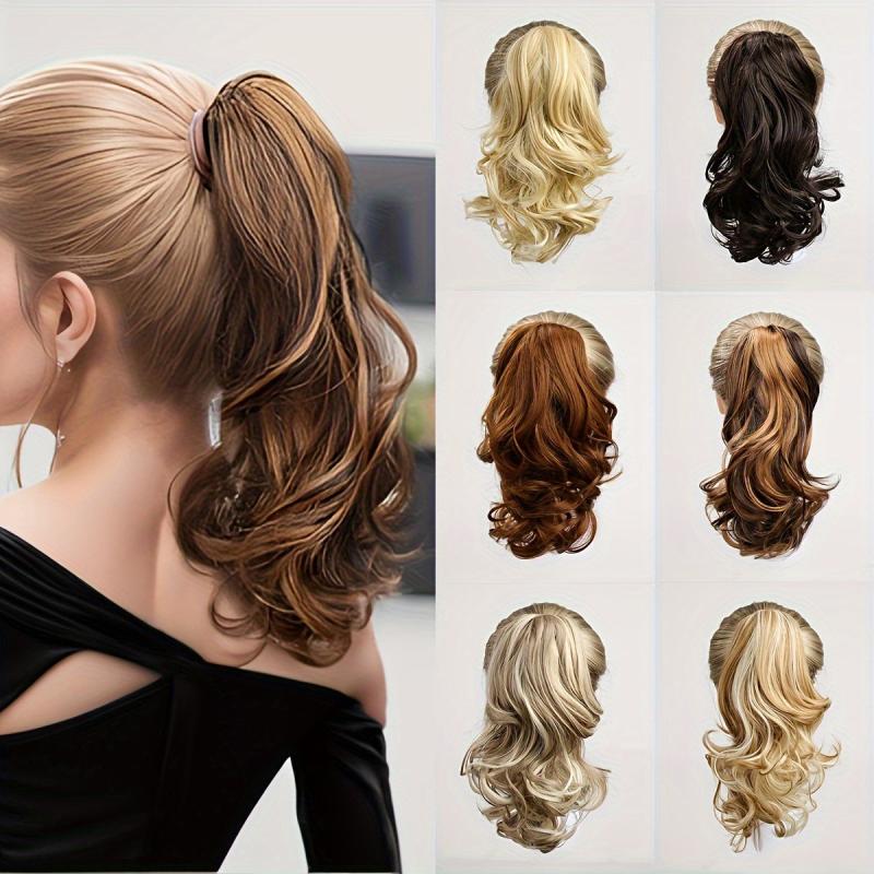 30 48 Cm Curly Ponytail Extension Claw Clip Hair Wig 1B Bleach Blonde