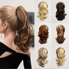 30 48 Cm Curly Ponytail Extension Claw Clip Hair Wig 1B Bleach Blonde