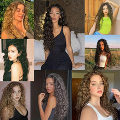 55 88 Cm Wavy Hair Clip In Hair Extension Natural Wavy Synthetic Wig For Women