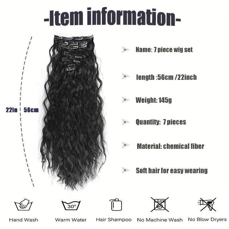 55 88 Cm Wavy Hair Clip In Hair Extension Natural Wavy Synthetic Wig For Women