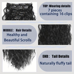 55 88 Cm Wavy Hair Clip In Hair Extension Natural Wavy Synthetic Wig For Women